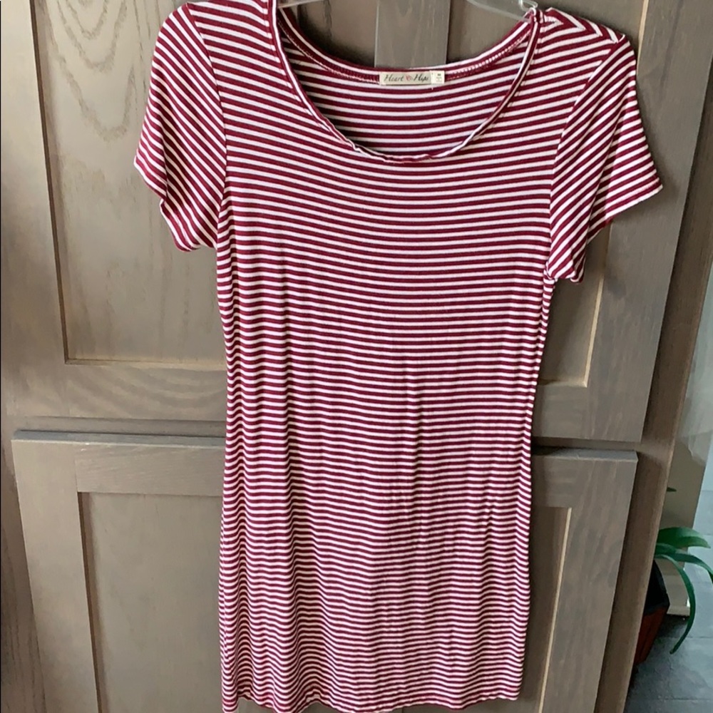 Burgundy and white stripped dress